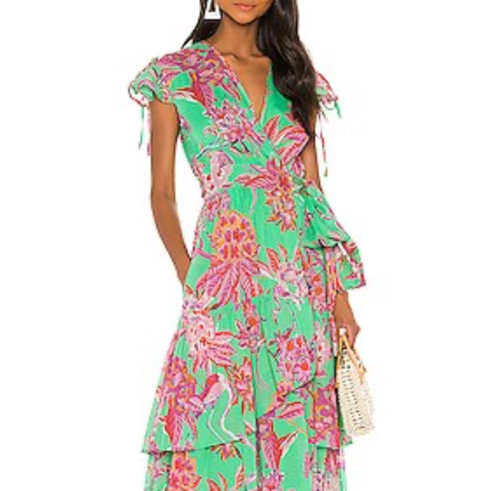 NWT✨ BANJANAN Mercy Dress in Flamingo Rhododendron Island Green XS 🦋